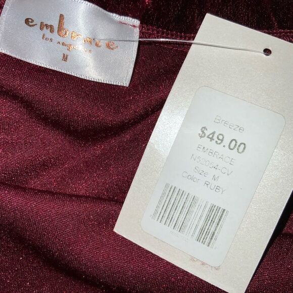 Off Shoulder Dress Ruby Crushed Velvet Size M - Picture 6 of 6